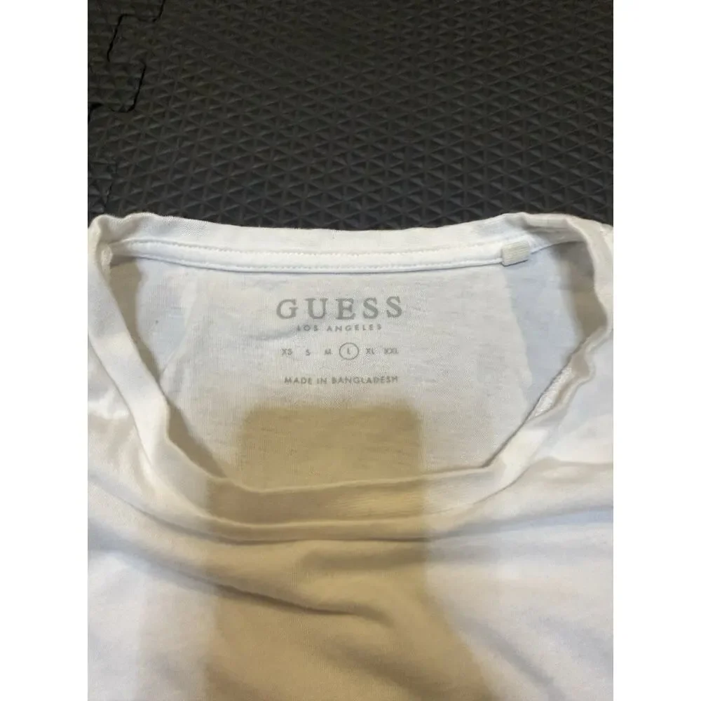 Guess Los Angeles Crew Neck Logo 100% Cotton T-Shirt Mens Medium White - Picture 4 of 5